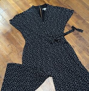 SANDRA DARREN Black and White POLKA DOT Jumpsuit XL